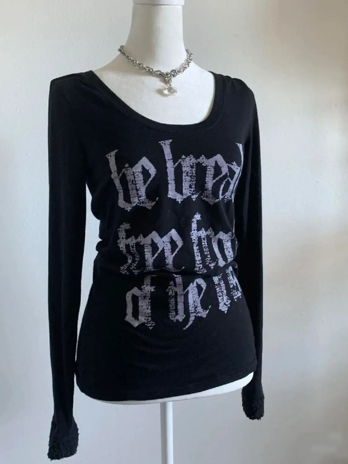 Y2k Spicy Girl классические черные футболки с буквенным принтом и длинными рукавами