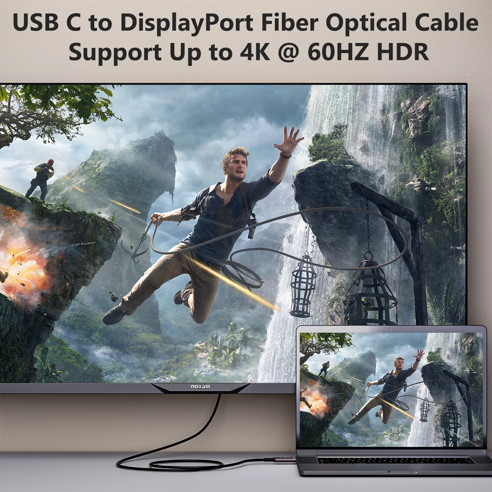 Оптоволоконный кабель USB C к Displayport 4 K 3.1 Type Thunderbolt 3/4 Kompatibel для MacBook Pro/Air