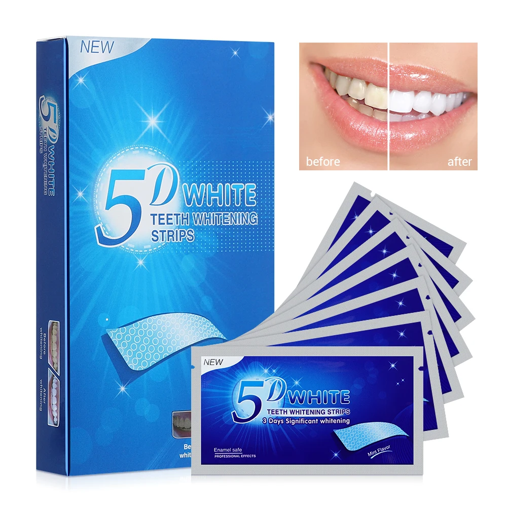 Bandes de blanchiment des dents en Gel 5D  kit dentaire  soins d'hygiène buccale pour fausses dents