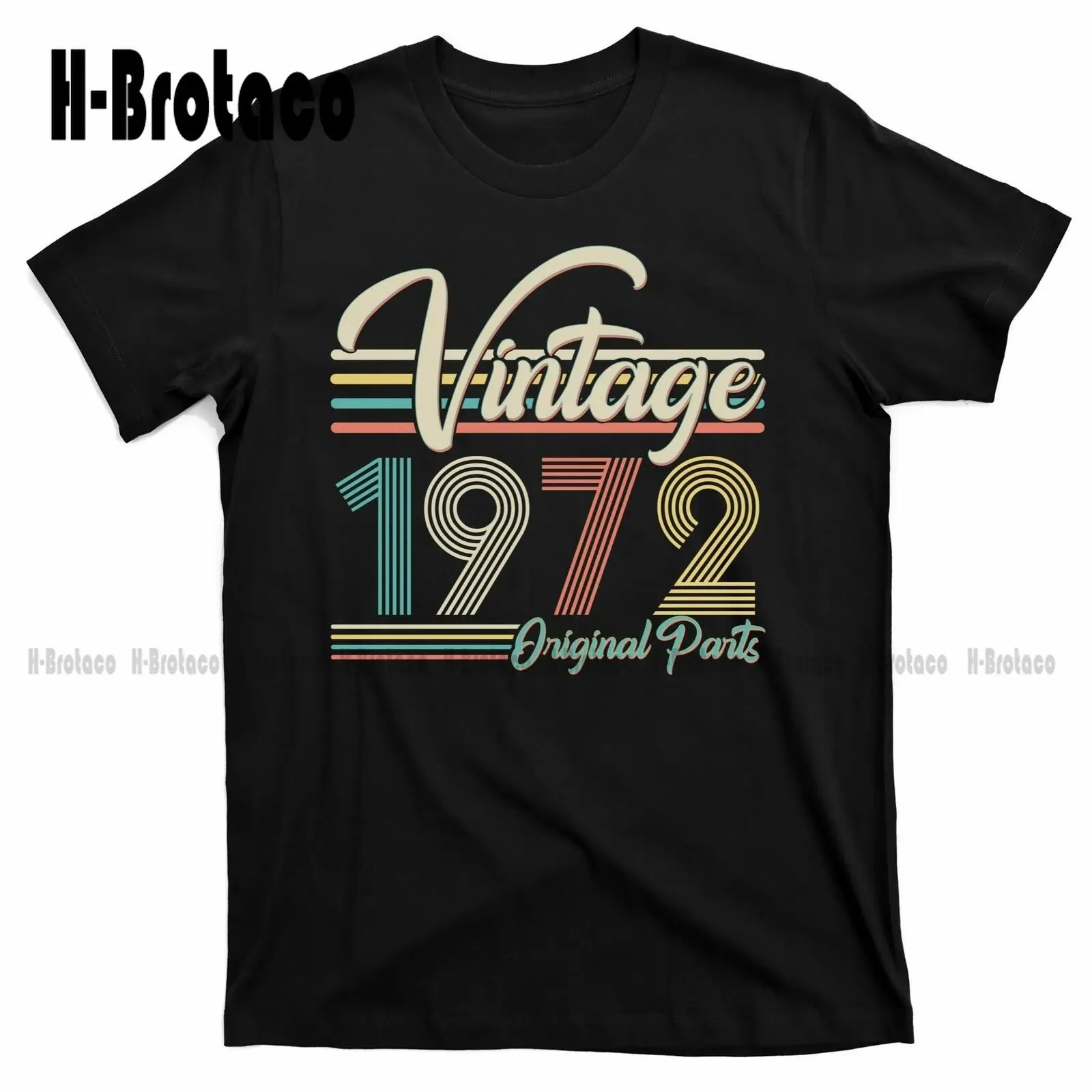 

Vintage 1972 Original Parts 50Th Birthday T-Shirt Mens Tee Shirts Outdoor Simple Vintag Casual T Shirts Xs-5Xl Custom Gift