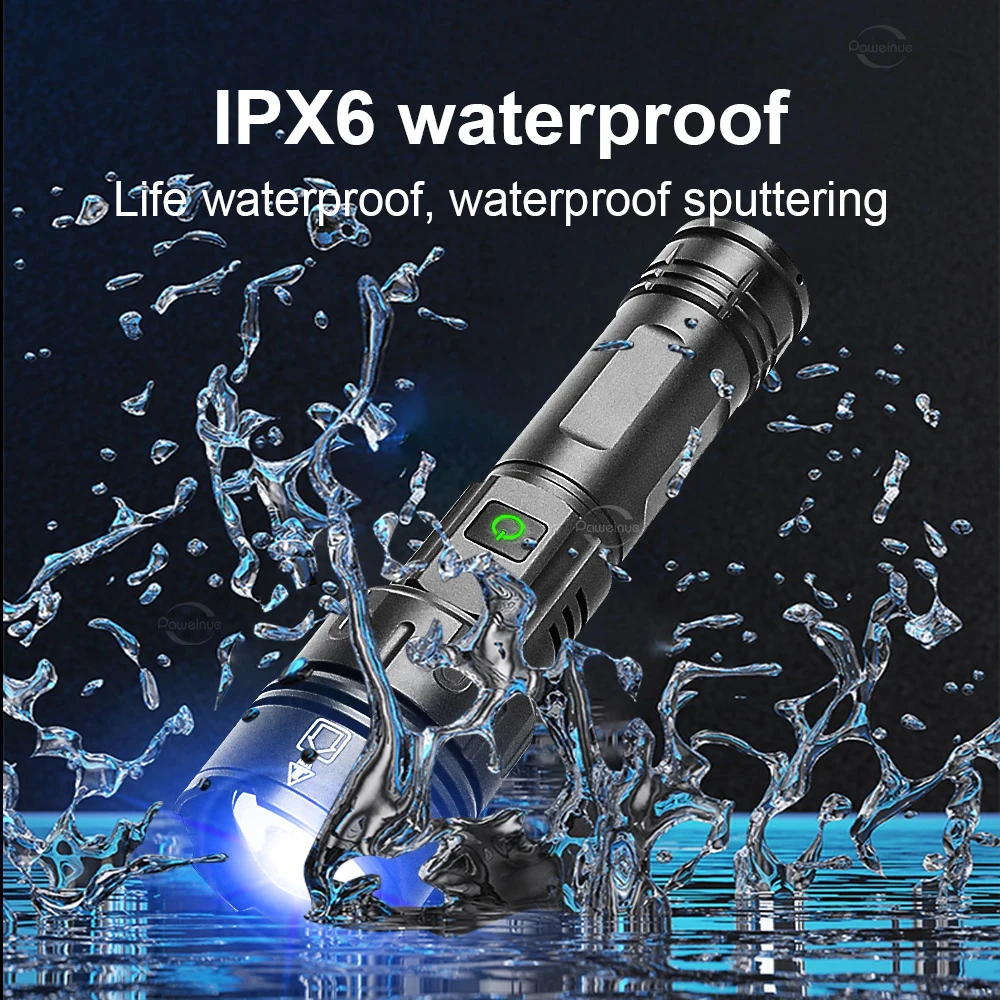 Фонарик XHP120 с увеличением 1000 м супер яркий мощный перезаряжаемый фонарь для