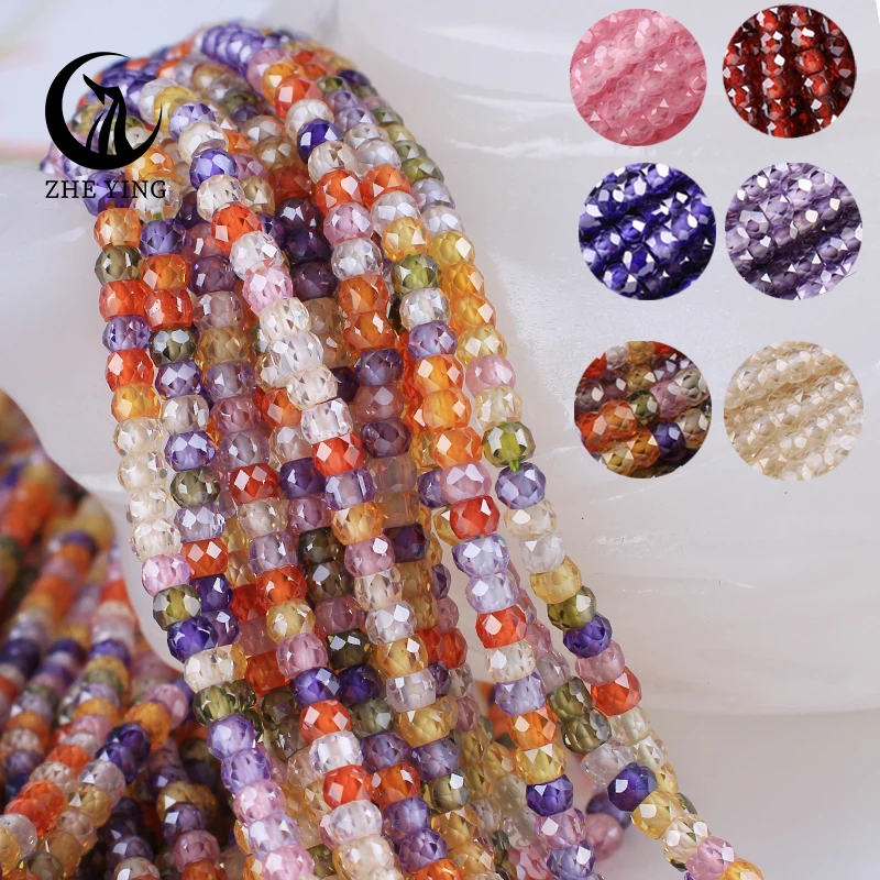 

Zhe Ying 2*3mm Faceted Natural Zircon Beads 11mix Colors Loose Beads Gemstone Faceted Rondelle Zircon Beads for Jewelry Making