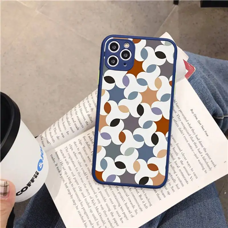 Moroccan Tile Phone Case for iPhone 14 11 12 13 Mini Pro Max 8 7 Plus X XR XS MAX Translucent Matte Cover