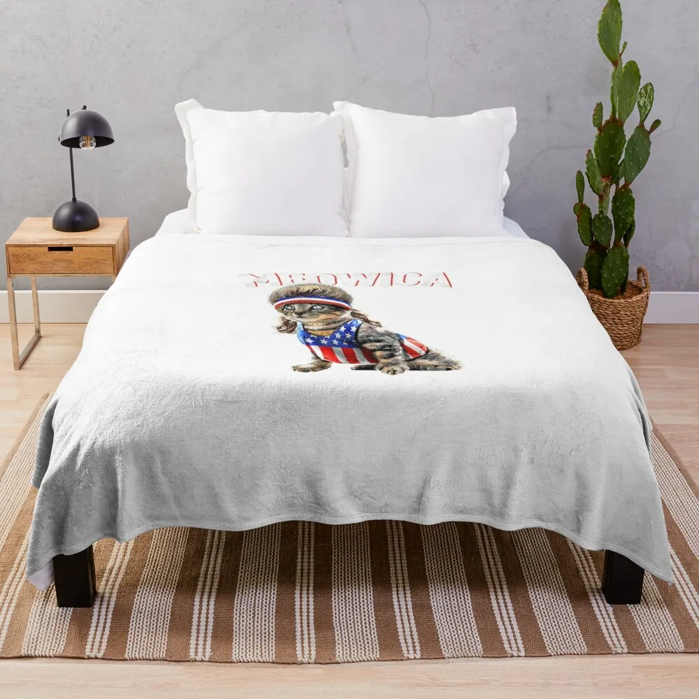 Meowica Cat Mullet американский флаг патриотический подарок на 4 июля одеяло милое в виде