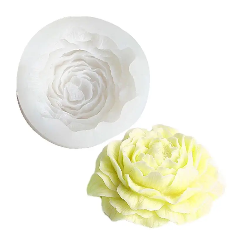 

3D Peony Flower Silicone Soap Molds Large Flower Shape Fondant Flower Mold For Sugar Paste Chocolate Butter Resin Clay