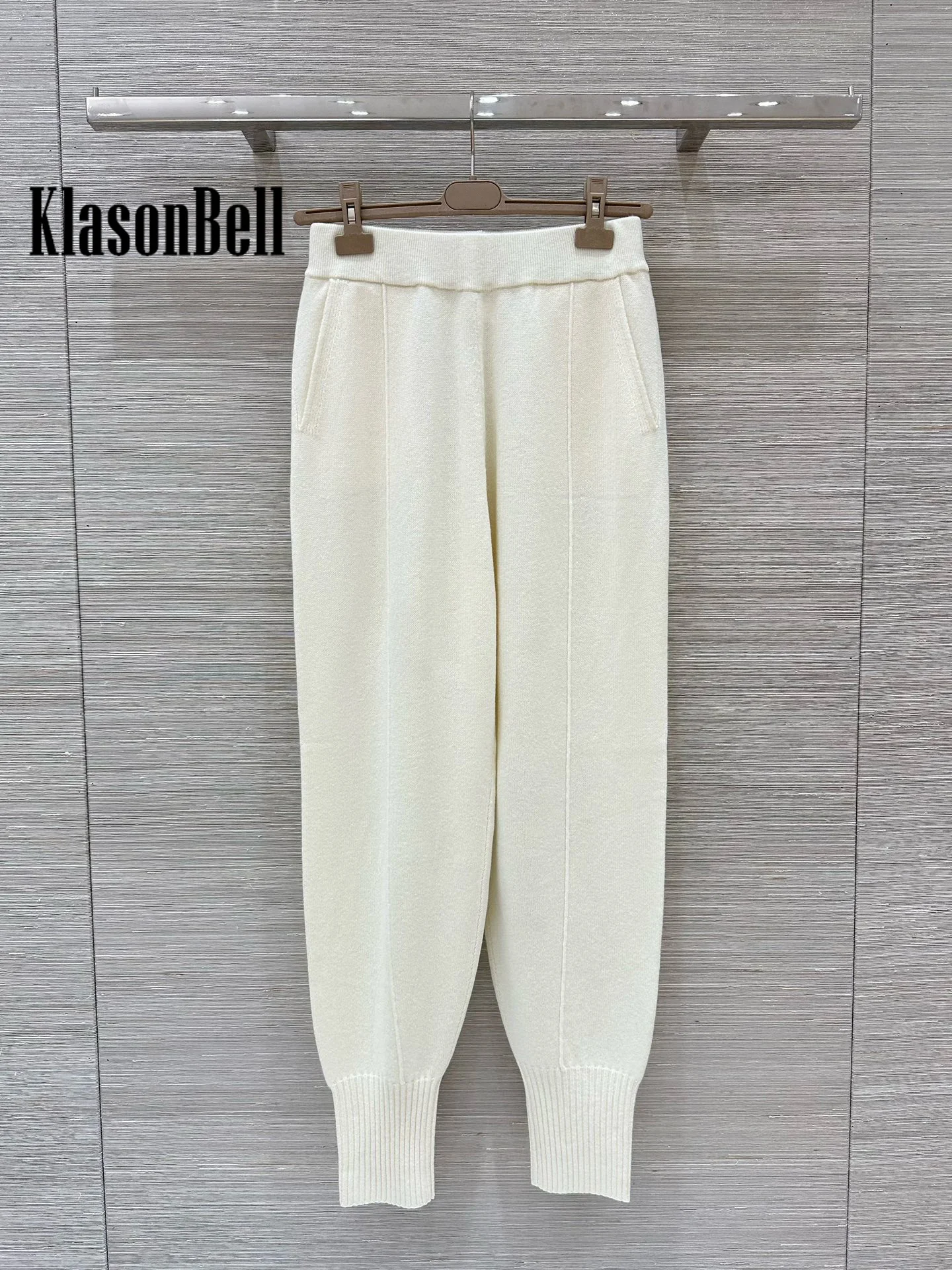 8 22 KlasonBell Женский вязаный свитер с блестками и цепочкой бусинами высоким