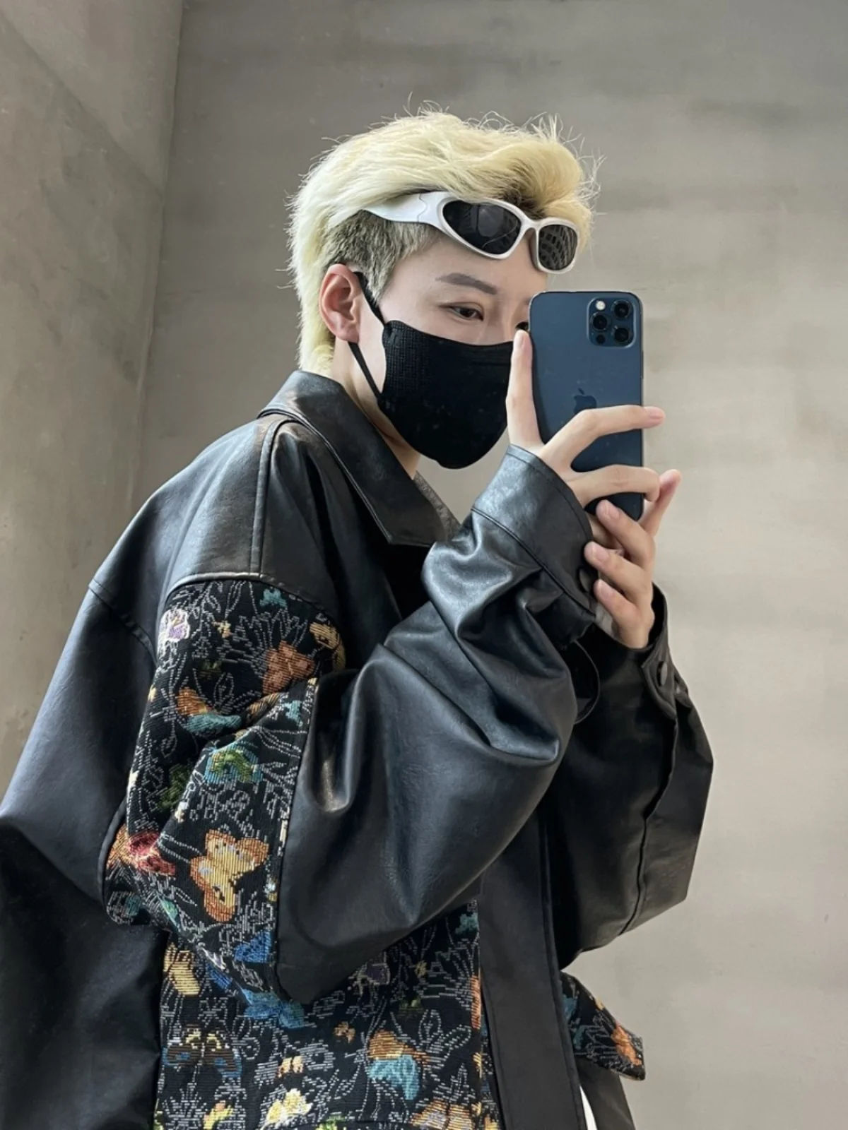 Американская лоскутная кожаная куртка с вышивкой мужская модная осенняя верхняя