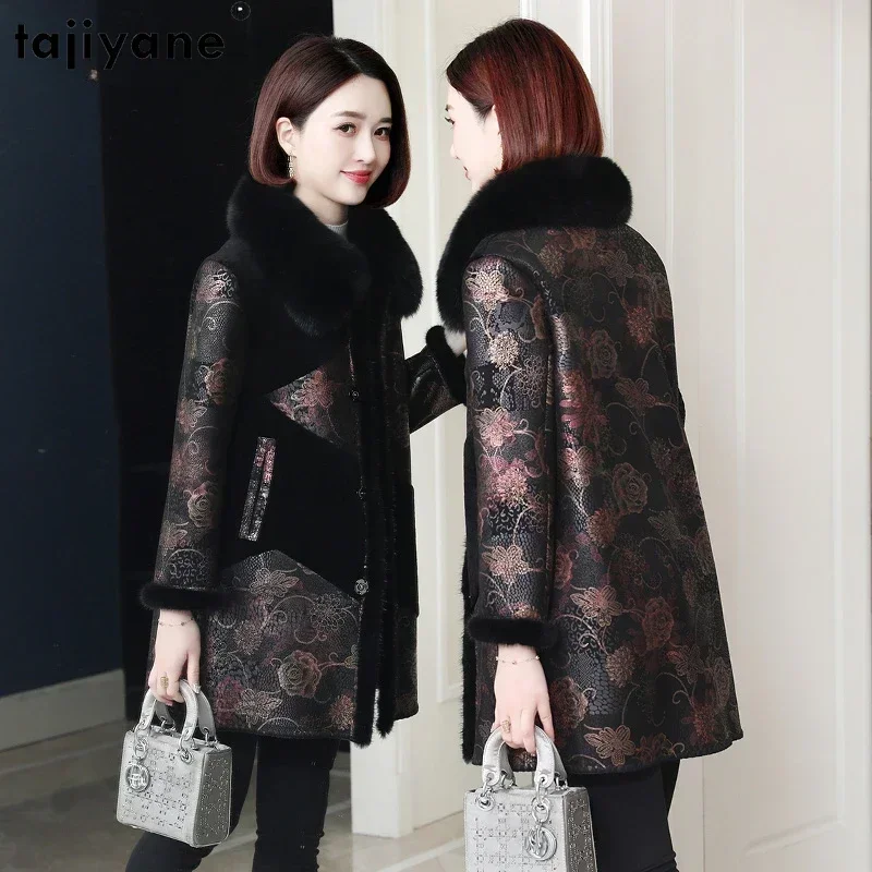 Женская куртка средней длины Tajiyane зимнее шерстяное пальто с воротником из