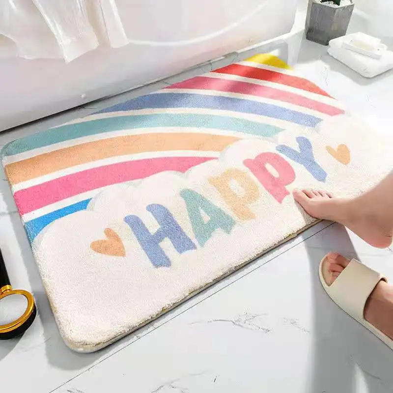 

Cartoon Welcome Entrance Doormats Carpets Rugs For Home Bath Living Room Floor Stair Kitchen Hallway Non-Slip Rainbow Gamer