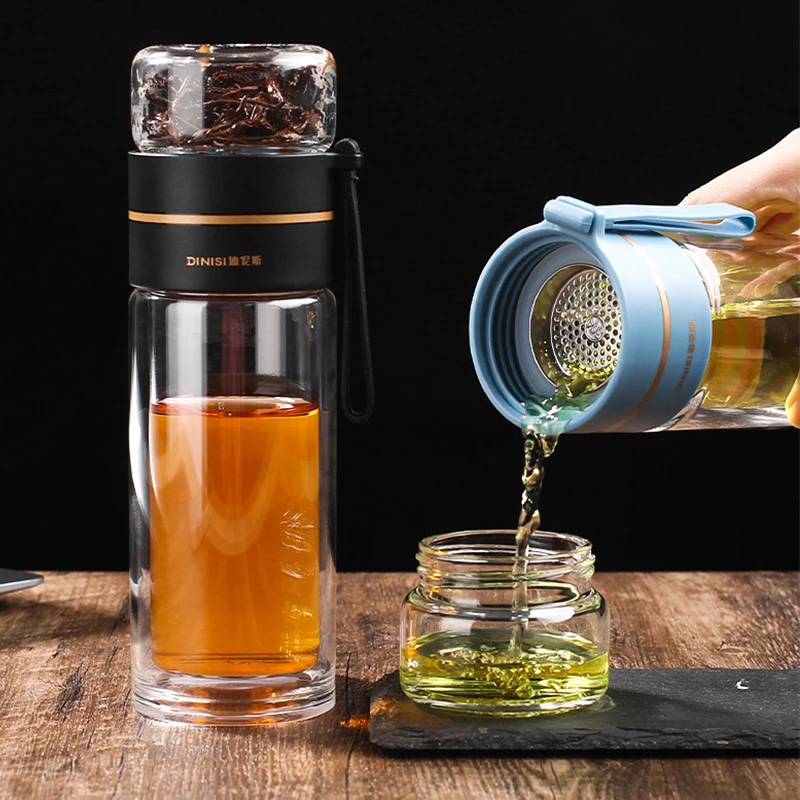 

350ml/400ml Glass Water Bottles Tea Infuser Bottle Tea Separation Mug Double-Layer Portable Home Waterbottle Creative Water Cup