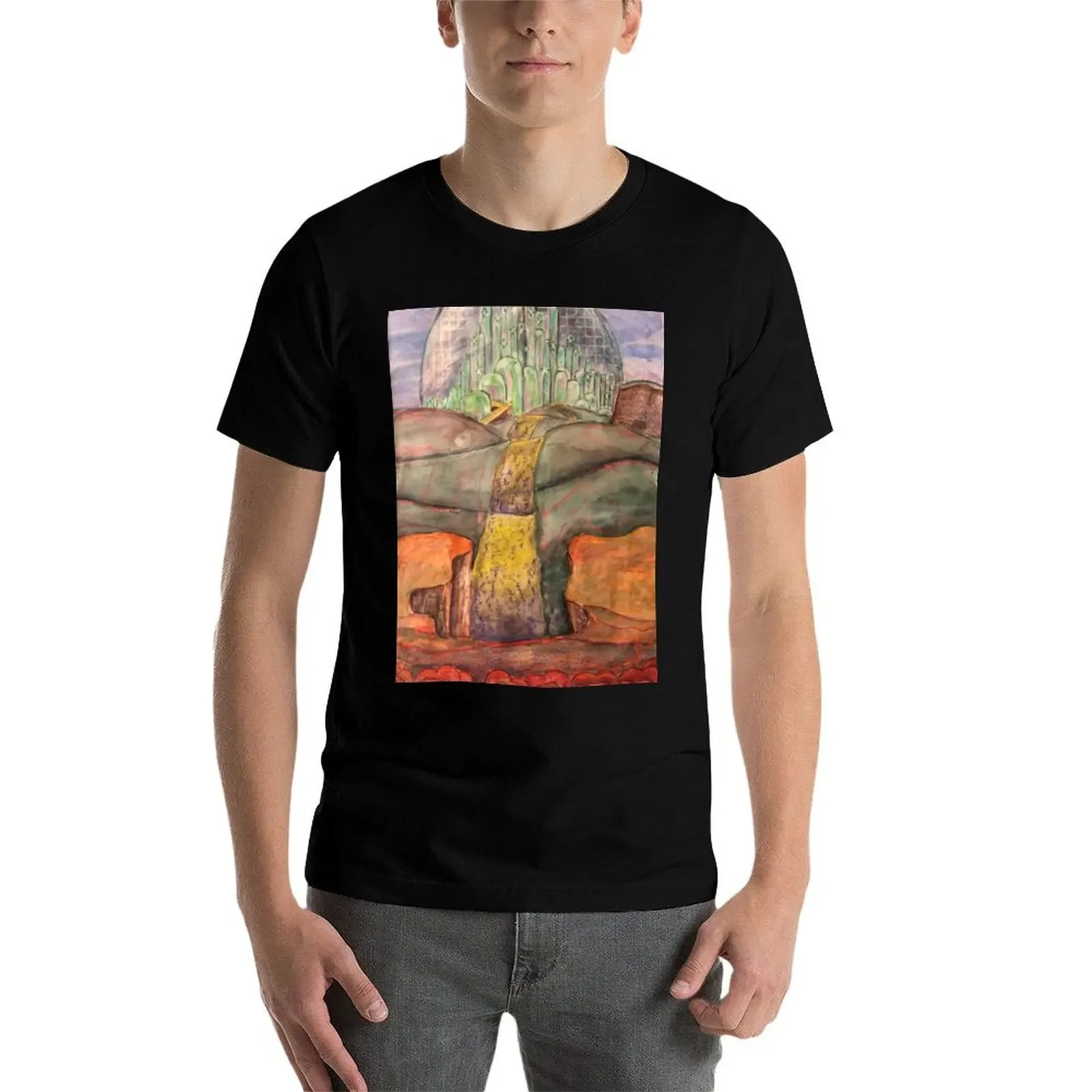 Футболка Последуй желтая кирпичная дорога мешковатые рубашки мужская футболка