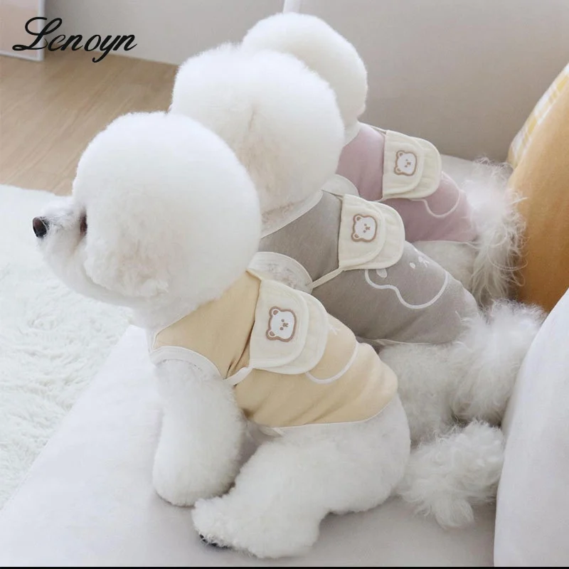 

Lenoyn Summer Cute Little Bear Crossbody Bag Little Dog Clothes Tank Top Teddy Bears Corgi Puppy Thin Breathable Pet Apparel