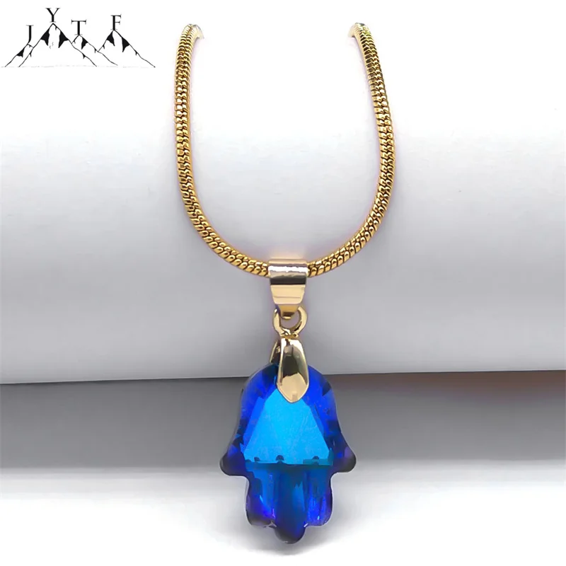 

Y2K Accessories Laser Hamsa Hand Pendant Necklace Women Stainless Steel Snake Blade Chain Necklaces Cyberpunk Party Jewelry NS49