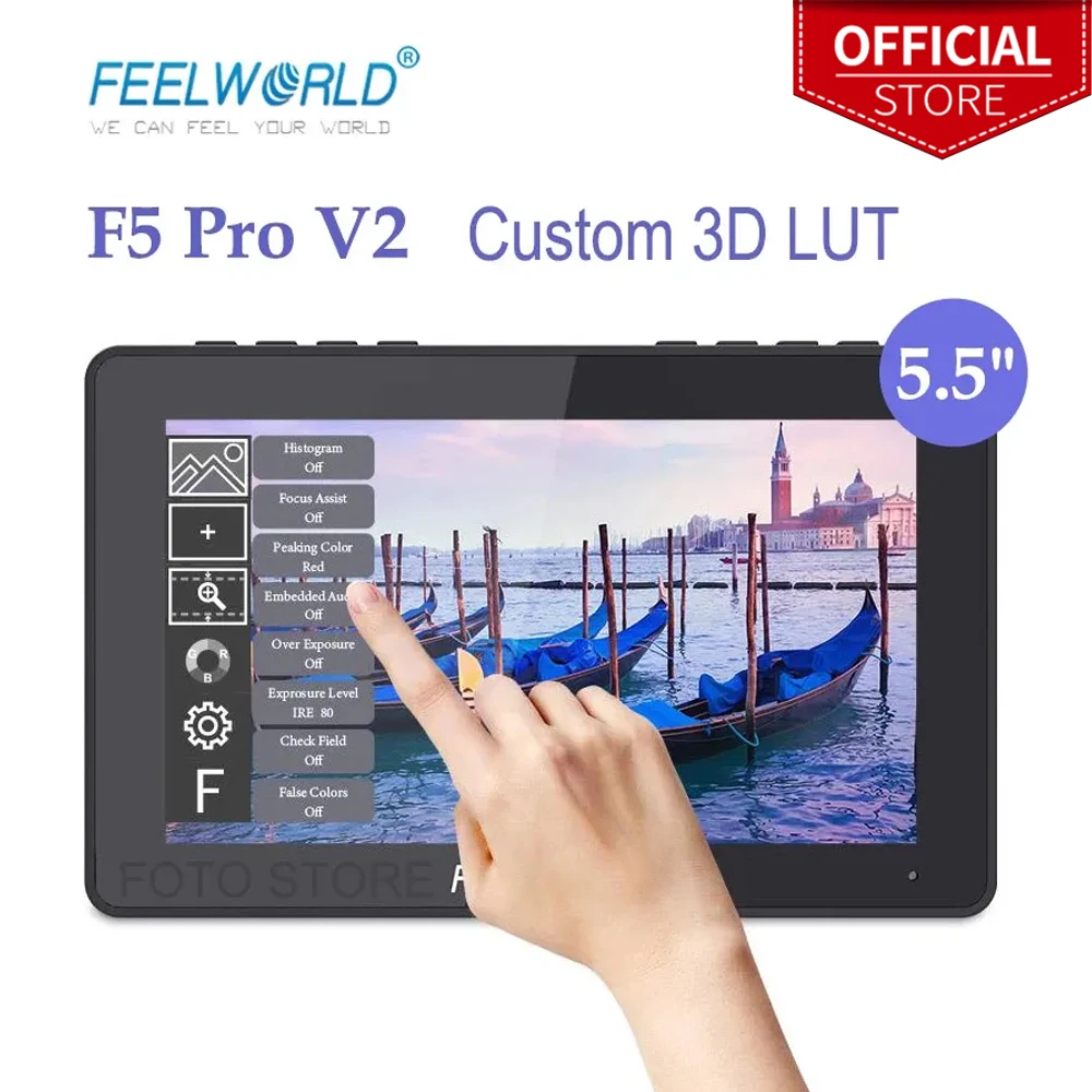 

FEELWORLD F5 Pro V2 5.5" Touch Screen Camera Field Monitor 3D LUT 4K HDMI-Compatible On camera Monitor for DSLR Camera Gimbal
