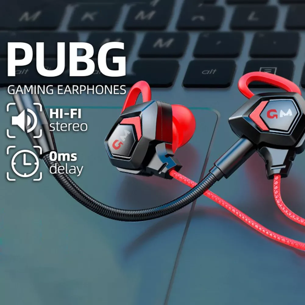 

PUBG Gaming Earphones Hifi Stereo Wired Headset With Dual Mic Noise Cancelling Earbuds For Games Conferencing Communication