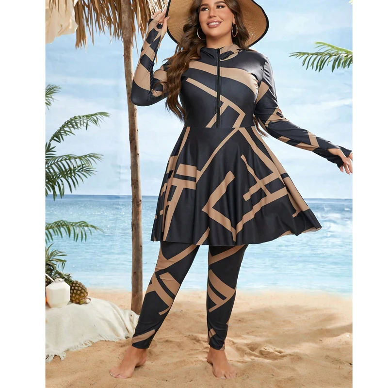 

2024 New Plus Size Muslim Swimwear Burkini Woman Long Sleeve Swimsuit Woman Modest Swimsuit Women Modest Muslim Swimwear Seeds