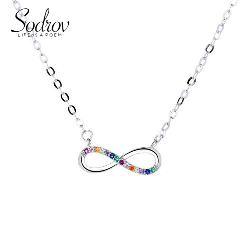 

Korean Fashion Infinity Colorful Zircon Necklaces for Women Rainbow Pendant Necklace