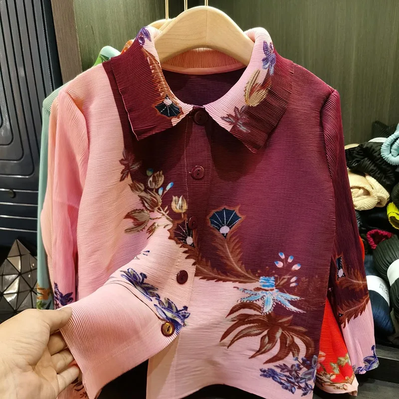 Плиссированная рубашка Miyake темпераментный дизайн для поездок на работу