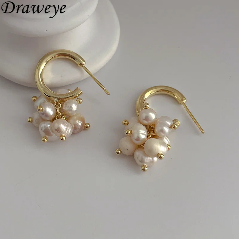 

Draweye Pearls Earrings for Women Korean Fashion Office Lady Elegant Sweet Vintage Jewelry Tassels Sweet Pendientes Mujer