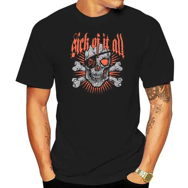 

Sick Of It-Camiseta holgada de manga corta para hombre, camisa pequeña de algodón, con diseño de calavera y huesos cruzados, col