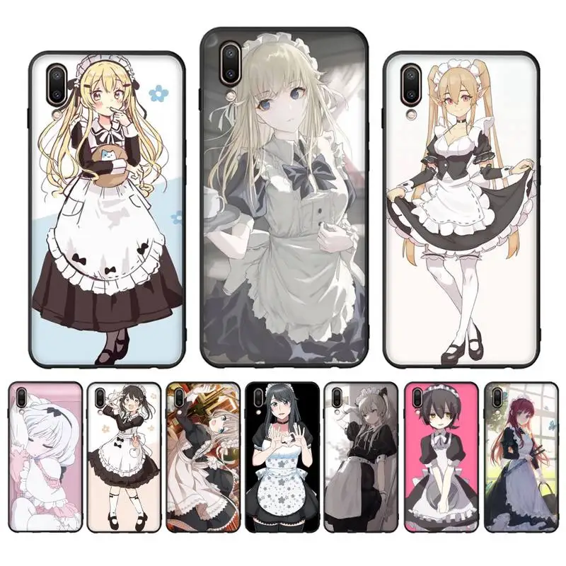 

Babaite Cartoon cute maid girl Phone Case for Vivo Y91C Y11 17 19 17 67 81 Oppo A9 2020 Realme c3