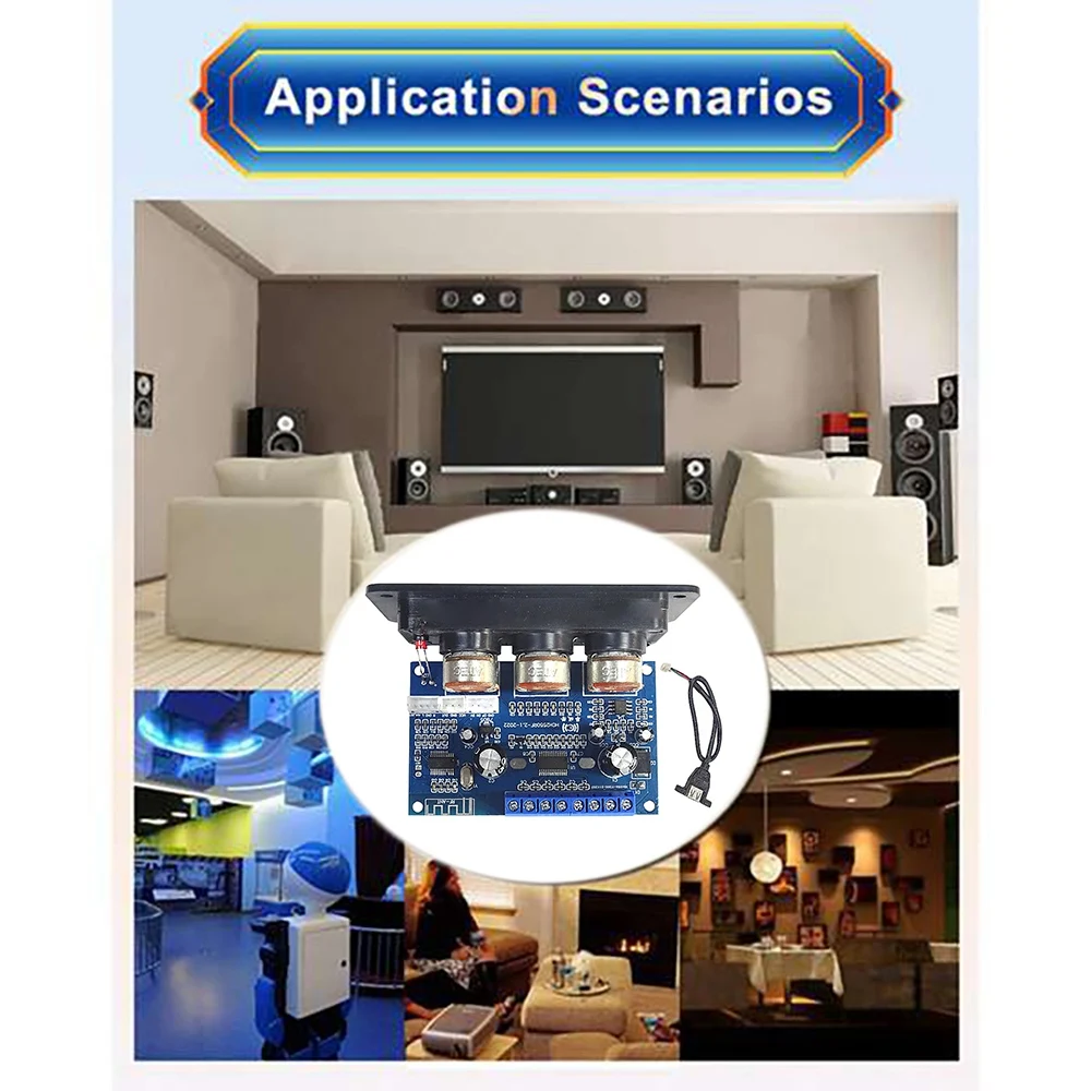 Плата цифрового усилителя мощности 2 1 канала + аудиокабель AUX 2x25 Вт 50 BT5.0 сабвуфер