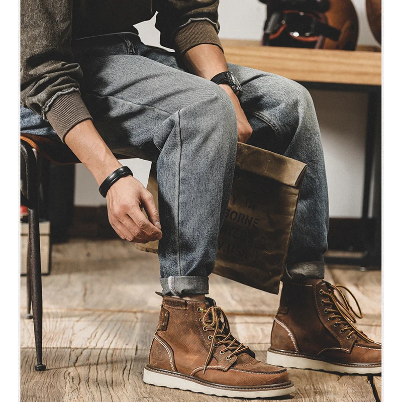 Men Clothing 2022 New Pattern Recreational Vintage Broad Leg Blue Jeans Straight Cylinder Large  Loose Trousers Autumn Female