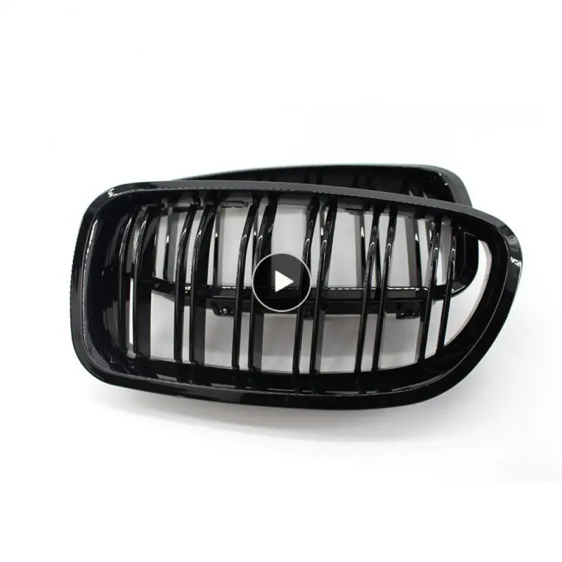 

Front Bumper Grill Portable Abs Plastic Car Gloss Black Kidney Grill Durable Practical Double Slat Line Grilles Car Accessories