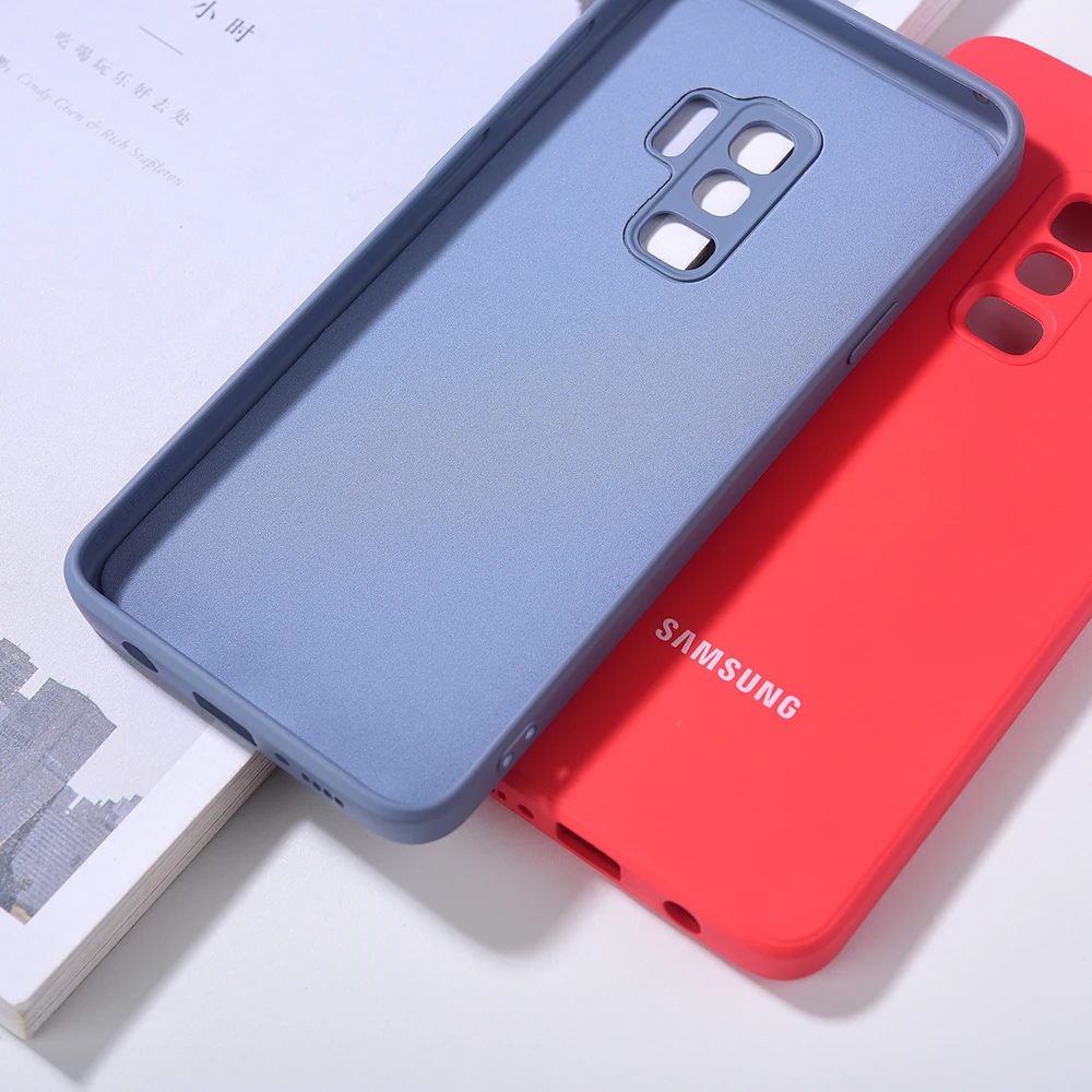 Оригинальный чехол для Samsung Galaxy S9 Plus + мягкий силиконовый шелковистый на ощупь