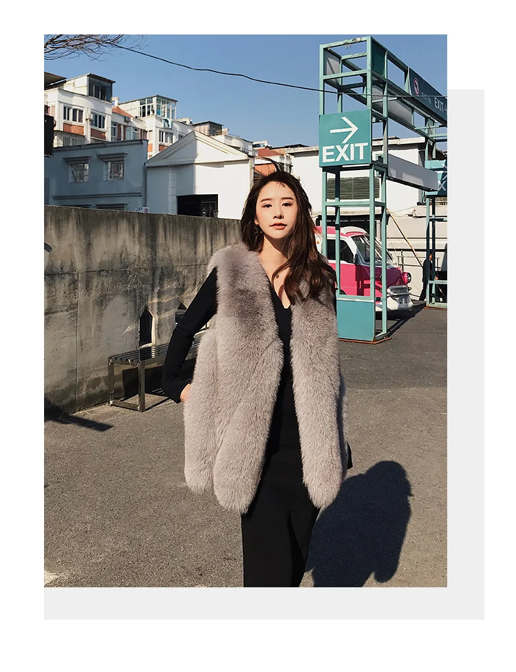 Women Winter Real Fox Fur Vest Natural Fox Fur Coat Fashion Luxury Thick Warm Outerwear Sleeveless Streetwear Brand Quality