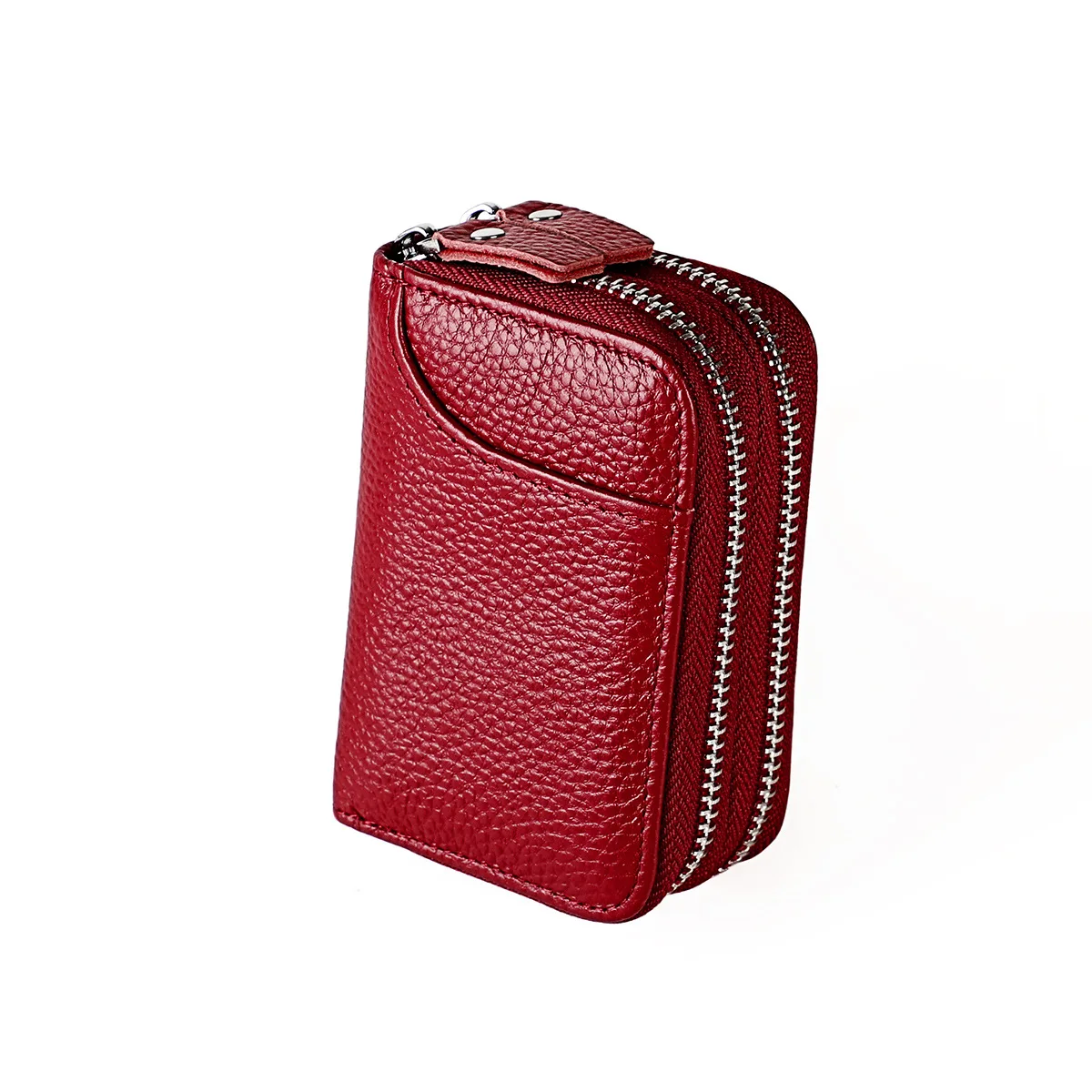 Women Card Holder Double Zipper Female Credit Card Wallet Case Genuine Leather 2023 Money Card Bag Multiple Slots Clip Wallet