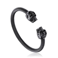 punk simple skeleton cuff bracelets for men black gold color luxury jewelry stainless steel bangles for women