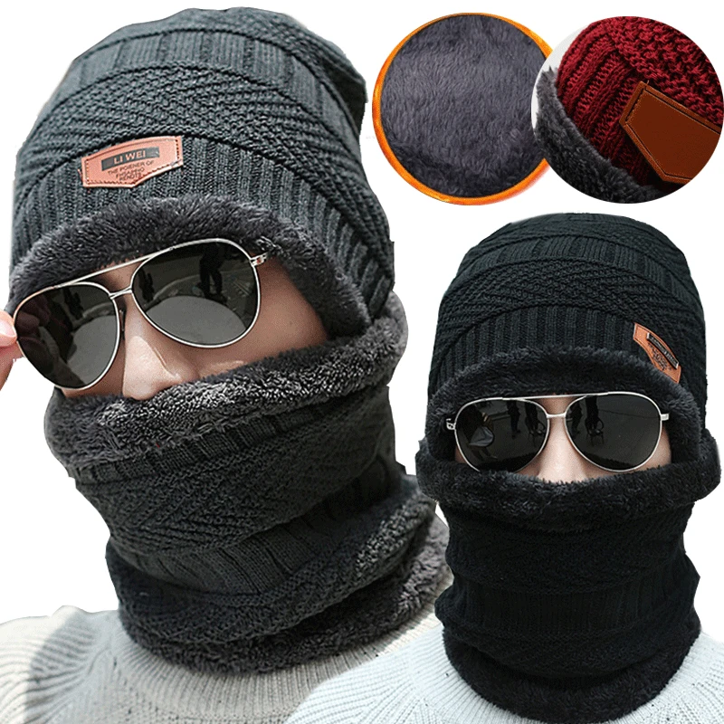

New Unisex Winter Knit Hats Men Women Beanie Hat Cap Warm with Thick Fleece Lined Winter Ski Mask Hat