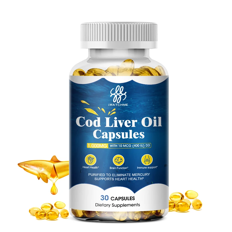 

Cod Liver Oil Capsules Fishing Fish Oil Omega 3+ Vitamins A & D3 Anti stress Strengthen Brain Improve Memory and Intelligence