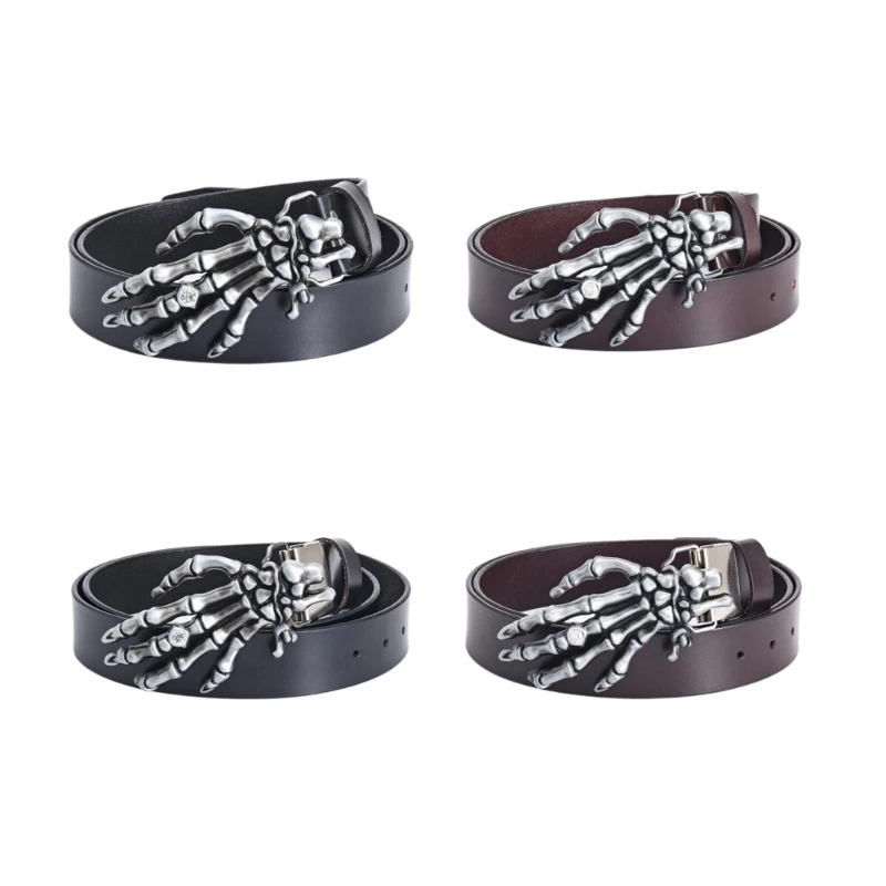 

Men’s Belt Pin Buckle Waist Belt Steampunk Skeleton Hand Claw Belt Street Pants Decors Teenagers Boys Hiphop Waistband