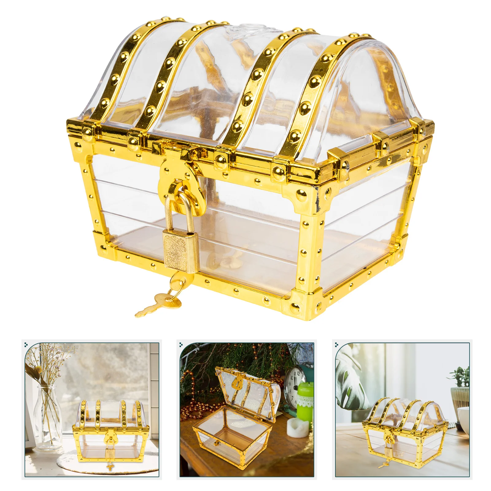 

Treasure Boxpirate Jewelry Storage Small Transparent Kidstrinket Vintage Case Plastickeepsake Clear Cosplay Partychild Container