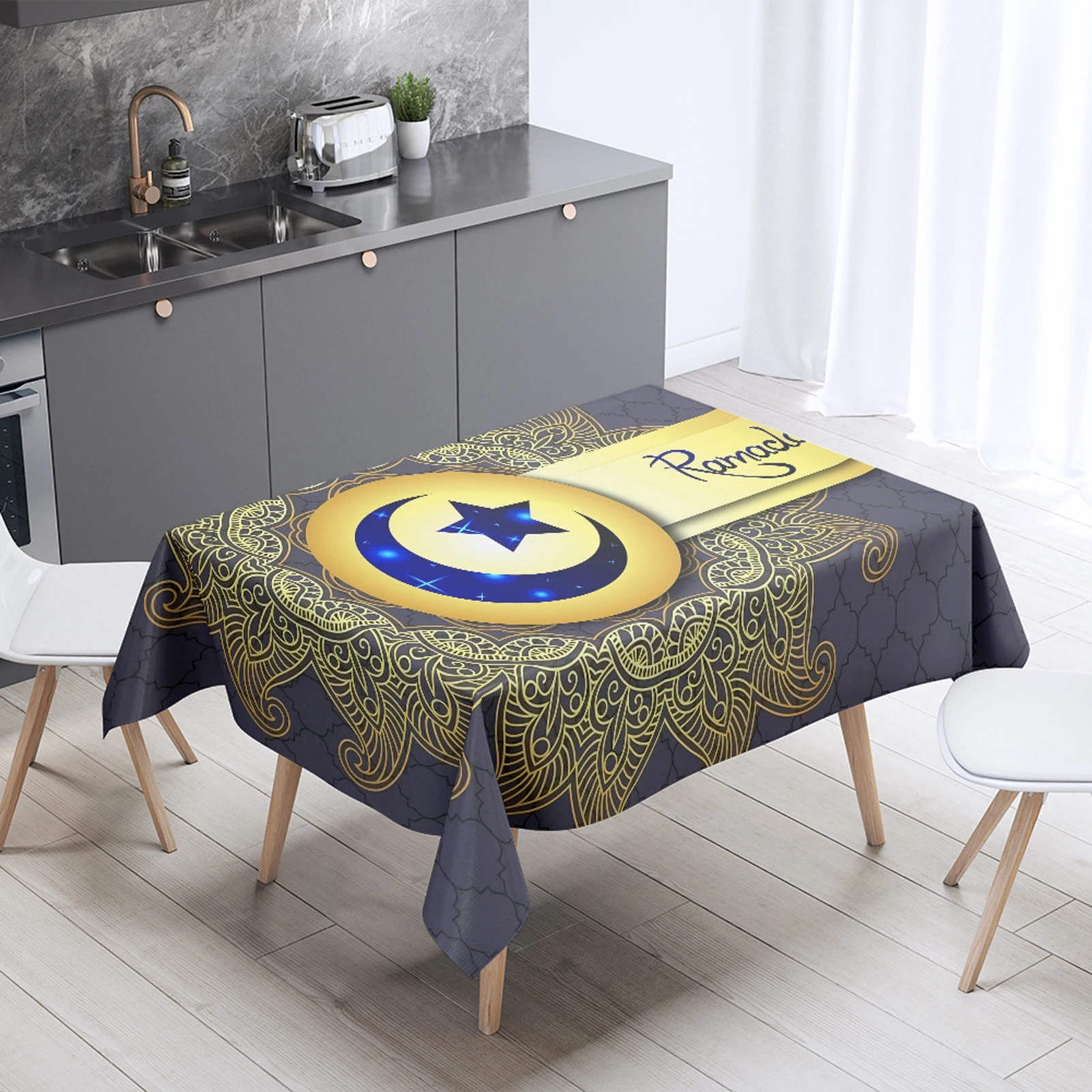 

Ramadan Moon Table Runner Eid Mubarak Mosque Lattern Table Cloth 55 X 55 Inch Islamic Holiday Home Dinning Room Decoration