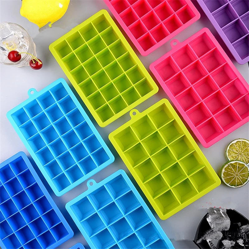 15/24 Cavity Silicone Ice Cube Tray with Lid Ice Cube Mold Food Grade Silicone Whiskey Cocktail Drink Chocolate Ice Cream Maker