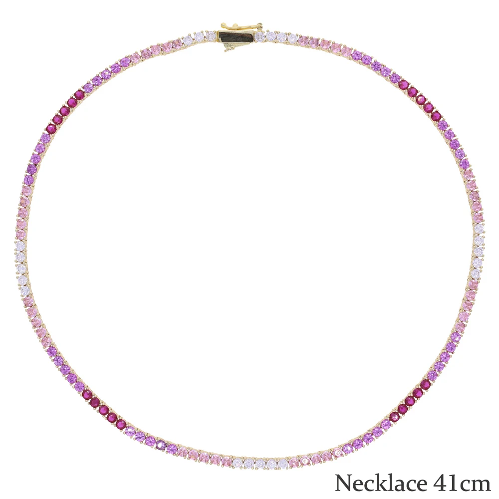 Фото Iced Out 3 мм теннисная цепочка, ожерелье, браслет, смешанный цвет, блестящий кубический цирконий для женщин и мужчин, модный комплект ювелирных изделий, чокер 2025 №2
