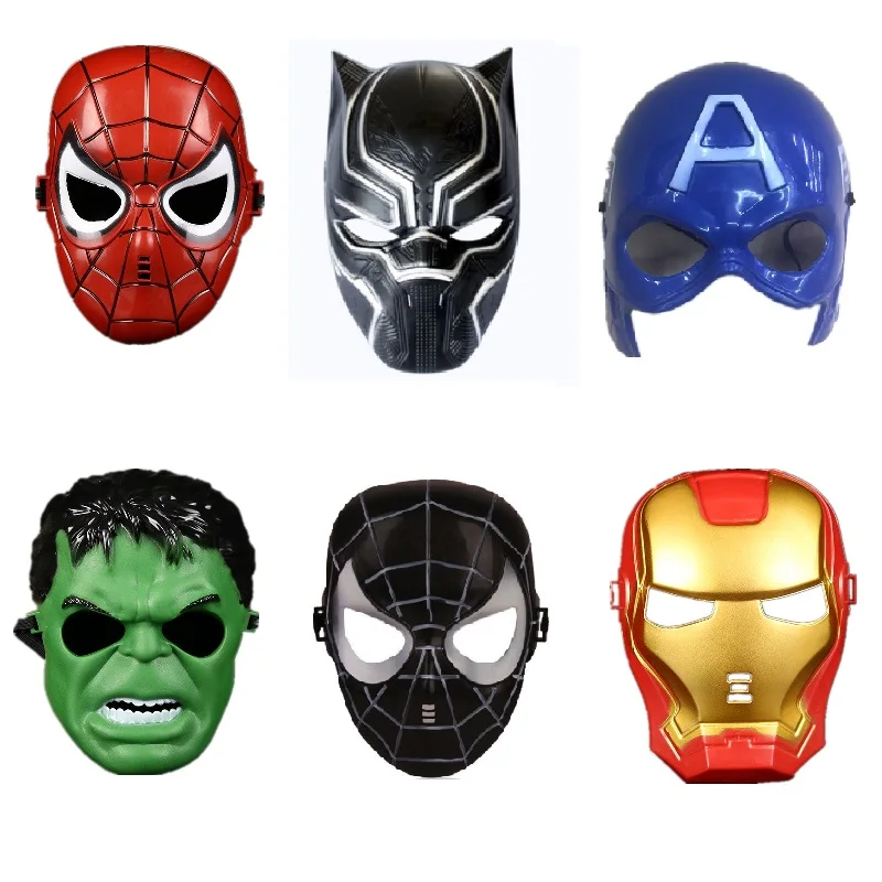 

Marvel Anime Figure Spiderman Mask Cosplay Party Mask Avengers Hulk Iron Man Captain America Halloween Anime Pvc