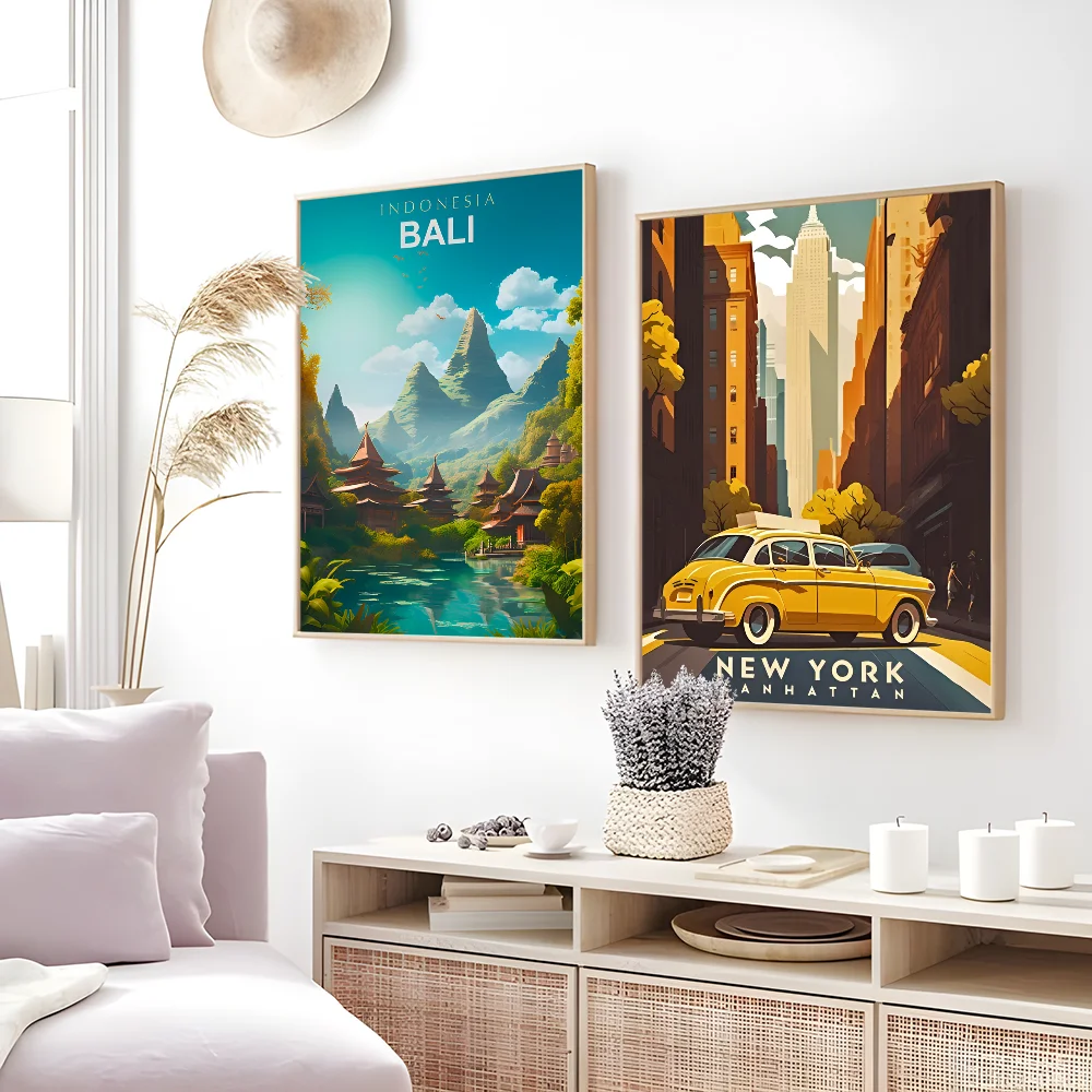 World Cities Travel historic sites Poster Sticky Wall Art Printing Waterproof Home Living Bed Room Bar Aesthetic Decor