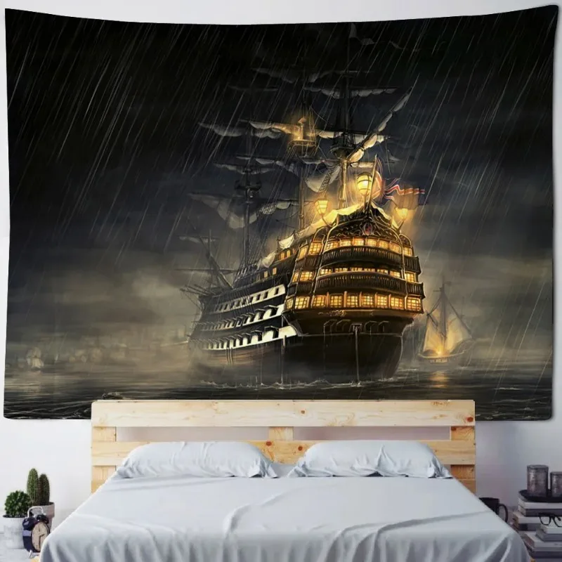 Гобелен с пиратским кораблем настенный вид морем украшение для дома хиппи на