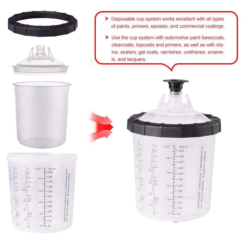 Стакан для пистолета краскопульта одноразовый 200/400/600/800/600 мл