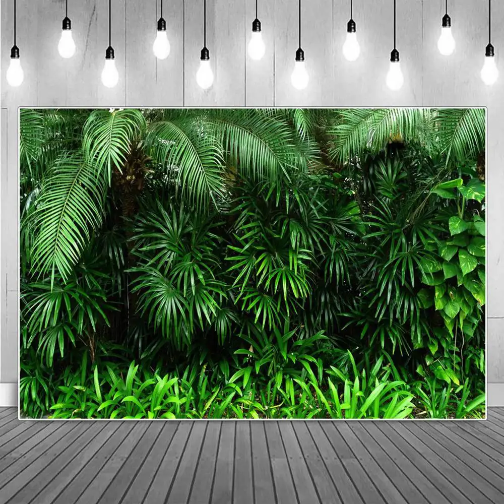 

Green Screen Jungle Leaves Wallpaper Birthday Decoration Photography Backdrops Tropical Party Photoshoot Photographic Background