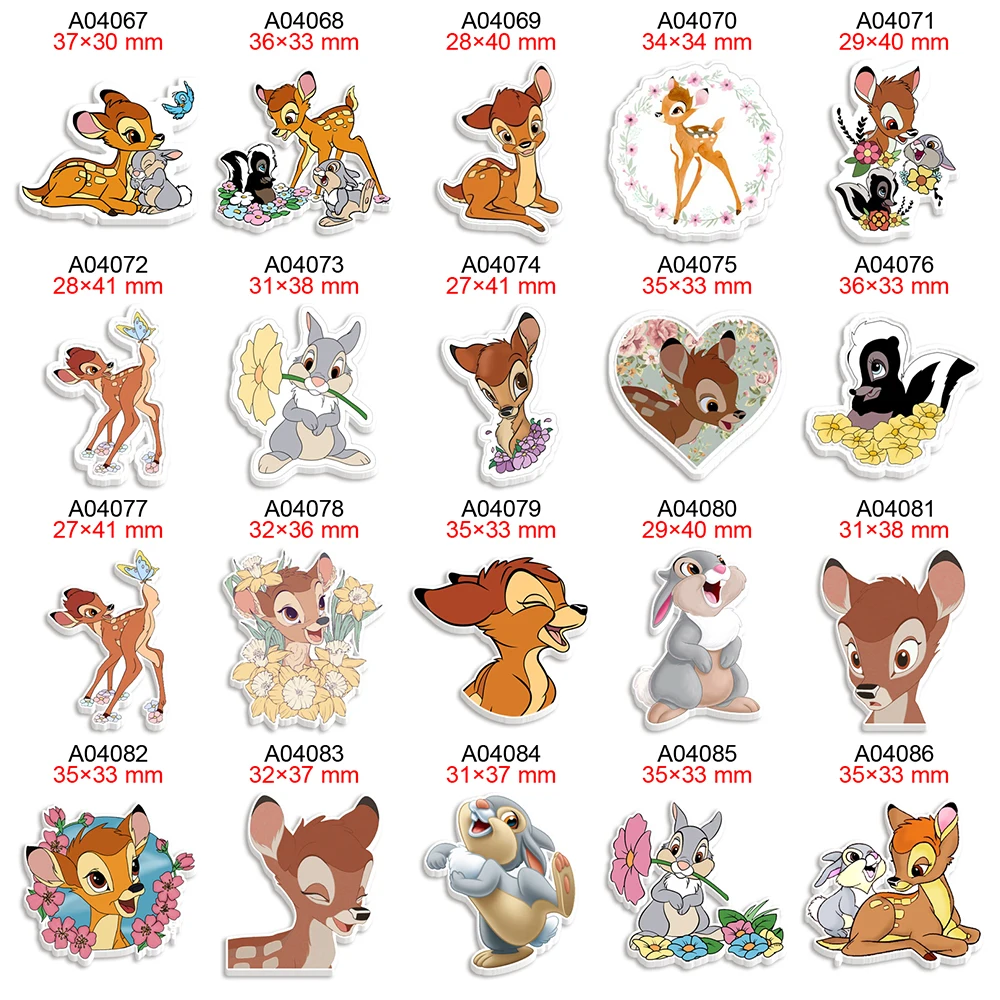 

Acrylic Planar Resin Flat Printed Disney Bambi Cartoon Cabochon for DIY Bows Party Craft Supplies Handmade Material