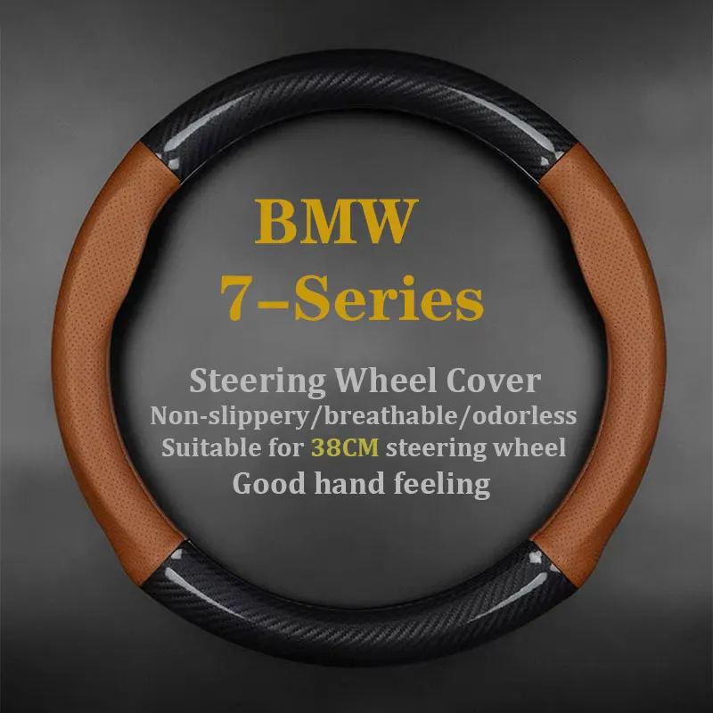 

No Smell Thin For BMW 7 Series Steering Wheel Cover Leather Carbon Fit 730Li 735Li 740Li 745Li 750Li 760Li 2004 2005 2007 2008