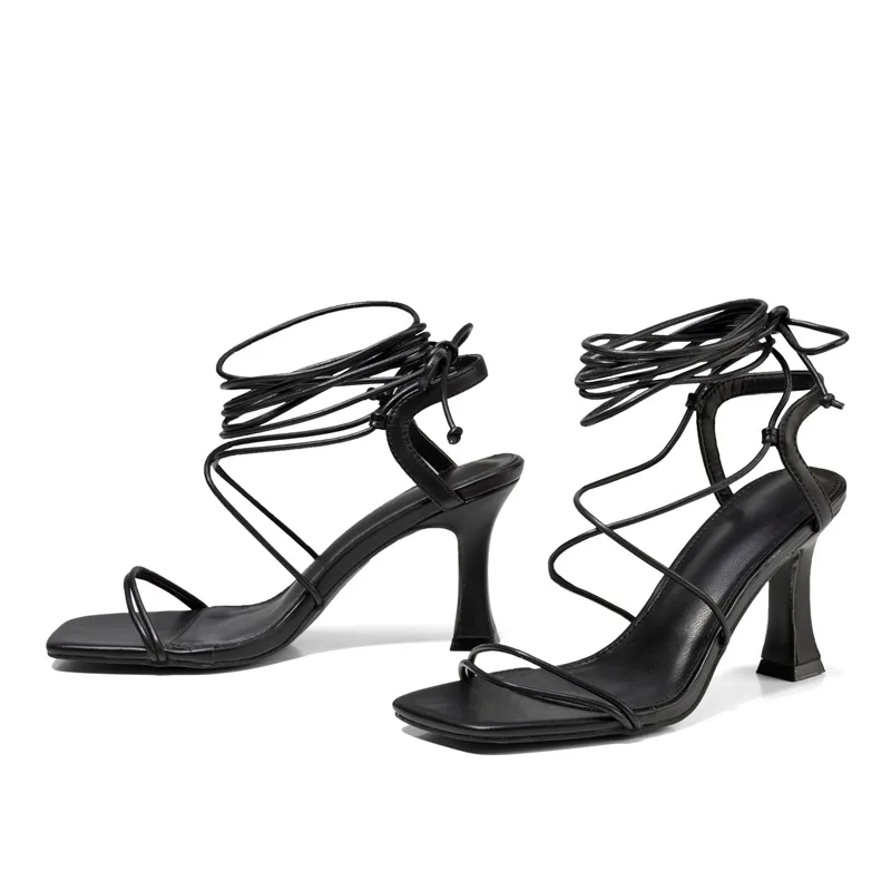 

2022 New women's strappy sandals Roman shoes Fashion stiletto strappy heels for summer nightclubs
