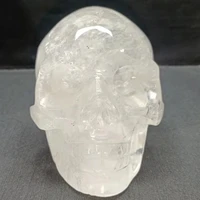 natural white crystal skull with crystal ore healing decoration