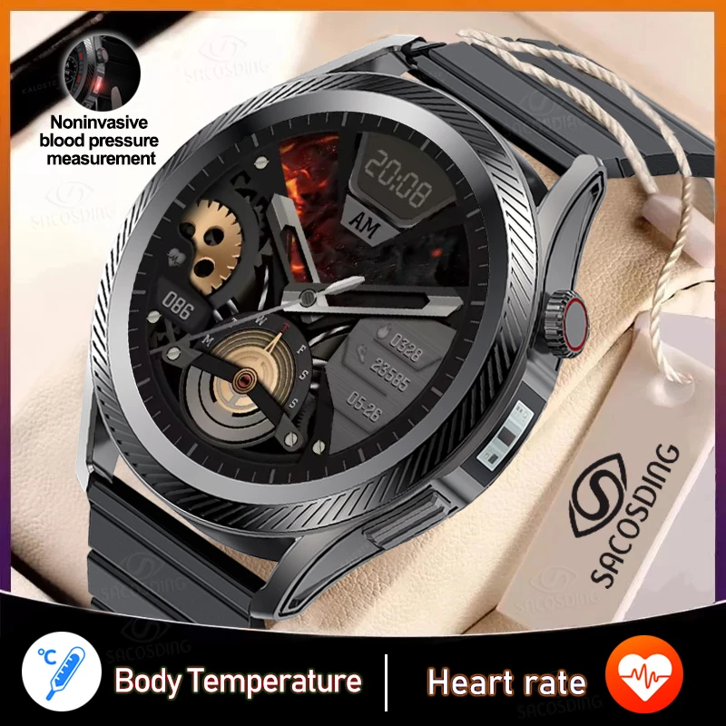 

SACOSDING 2023New Smart Watch Men Body Temperature Smartwatch Full Touch Screen Heart Rate Blood Pressure Sleep Monitoring Watch