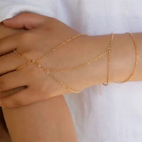 creative butterfly link chain bracelet connected finger ring bangle bracelets for women linked hand harness couple jewelry gifts